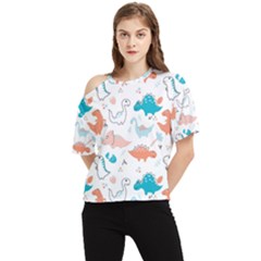 Funny Dinosaurs Kids One Shoulder Cut Out Tee