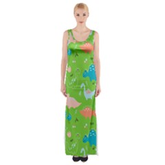 Funny Dinosaur Thigh Split Maxi Dress by SychEva