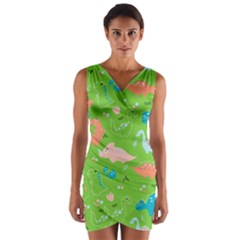 Funny Dinosaur Wrap Front Bodycon Dress by SychEva