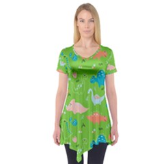 Funny Dinosaur Short Sleeve Tunic  by SychEva