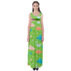 Funny Dinosaur Empire Waist Maxi Dress by SychEva