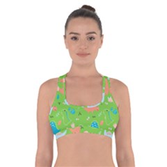 Funny Dinosaur Cross Back Sports Bra by SychEva