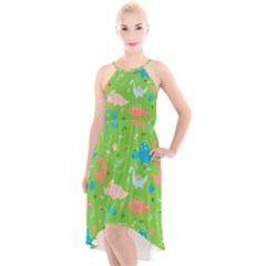 Funny Dinosaur High-low Halter Chiffon Dress  by SychEva