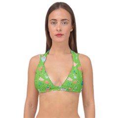 Funny Dinosaur Double Strap Halter Bikini Top by SychEva