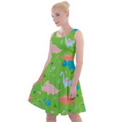 Funny Dinosaur Knee Length Skater Dress by SychEva