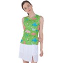 Funny Dinosaur Women s Sleeveless Sports Top View1