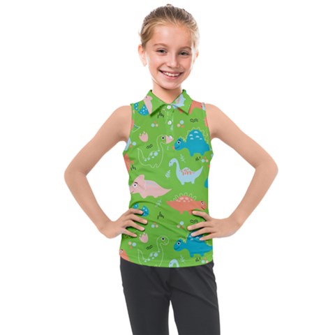 Funny Dinosaur Kids  Sleeveless Polo Tee by SychEva