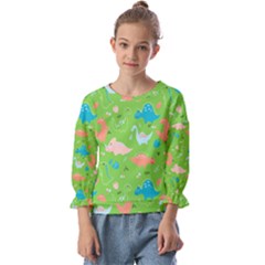 Funny Dinosaur Kids  Cuff Sleeve Top