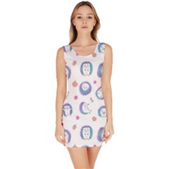 Cute And Funny Purple Hedgehogs On A White Background Bodycon Dress by SychEva