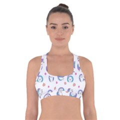 Cute And Funny Purple Hedgehogs On A White Background Cross Back Sports Bra by SychEva