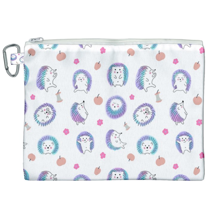 Cute And Funny Purple Hedgehogs On A White Background Canvas Cosmetic Bag (XXL)