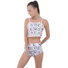 Cute And Funny Purple Hedgehogs On A White Background Summer Cropped Co-ord Set by SychEva