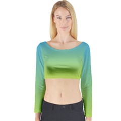 Gradient Blue Green Long Sleeve Crop Top by ddcreations