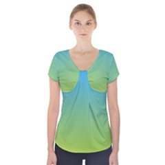 Gradient Blue Green Short Sleeve Front Detail Top by ddcreations