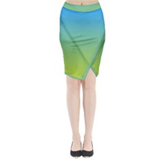 Gradient Blue Green Midi Wrap Pencil Skirt by ddcreations