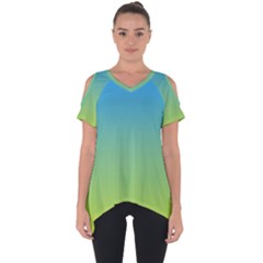 Gradient Blue Green Cut Out Side Drop Tee by ddcreations