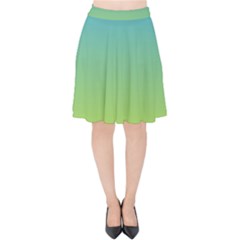 Gradient Blue Green Velvet High Waist Skirt by ddcreations