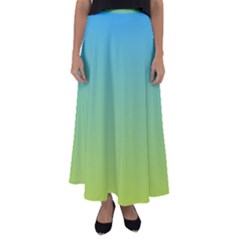 Gradient Blue Green Flared Maxi Skirt by ddcreations