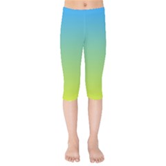 Gradient Blue Green Kids  Capri Leggings  by ddcreations