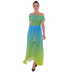 Gradient Blue Green Off Shoulder Open Front Chiffon Dress by ddcreations