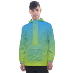 Gradient Blue Green Men s Front Pocket Pullover Windbreaker by ddcreations