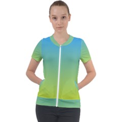 Gradient Blue Green Short Sleeve Zip Up Jacket by ddcreations