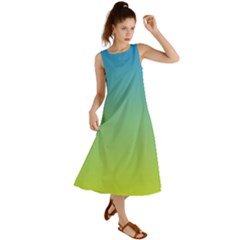 Gradient Blue Green Summer Maxi Dress by ddcreations