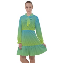 Gradient Blue Green All Frills Chiffon Dress by ddcreations