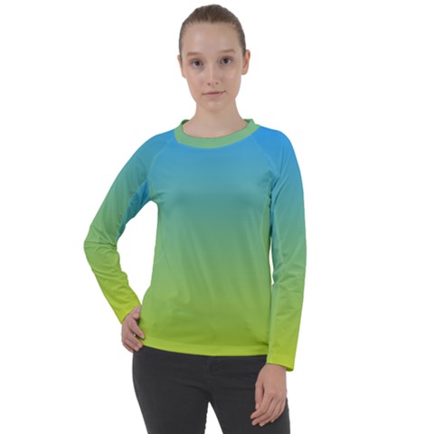 Gradient Blue Green Women s Long Sleeve Raglan Tee by ddcreations