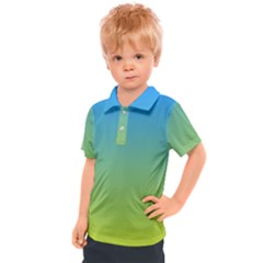 Gradient Blue Green Kids  Polo Tee