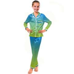 Gradient Blue Green Kid s Satin Long Sleeve Pajamas Set by ddcreations