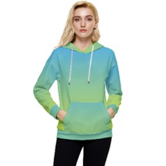 Gradient Blue Green Women s Lightweight Drawstring Hoodie by ddcreations