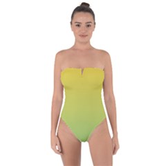 Gradient Yellow Green Tie Back One Piece Swimsuit by ddcreations