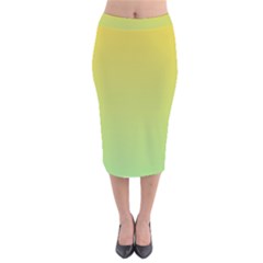 Gradient Yellow Green Velvet Midi Pencil Skirt by ddcreations