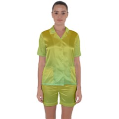 Gradient Yellow Green Satin Short Sleeve Pajamas Set by ddcreations