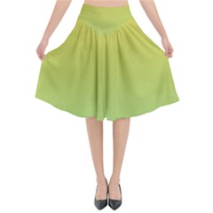 Gradient Yellow Green Flared Midi Skirt by ddcreations