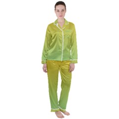 Gradient Yellow Green Satin Long Sleeve Pajamas Set by ddcreations