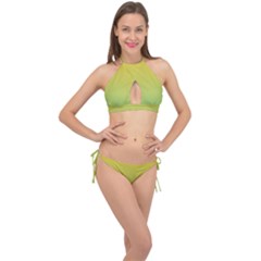 Gradient Yellow Green Cross Front Halter Bikini Set by ddcreations