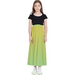 Gradient Yellow Green Kids  Flared Maxi Skirt