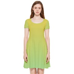 Gradient Yellow Green Inside Out Cap Sleeve Dress