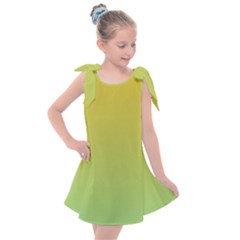 Gradient Yellow Green Kids  Tie Up Tunic Dress