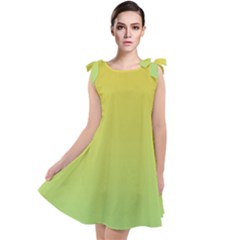 Gradient Yellow Green Tie Up Tunic Dress by ddcreations