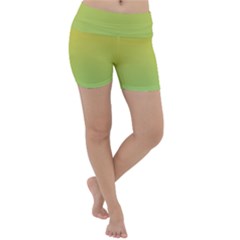 Gradient Yellow Green Lightweight Velour Yoga Shorts by ddcreations