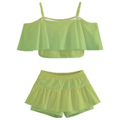 Gradient Yellow Green Kids  Off Shoulder Skirt Bikini by ddcreations