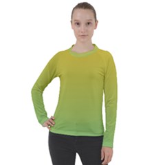 Gradient Yellow Green Women s Pique Long Sleeve Tee