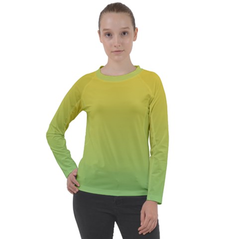 Gradient Yellow Green Women s Long Sleeve Raglan Tee by ddcreations