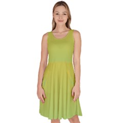 Gradient Yellow Green Knee Length Skater Dress With Pockets by ddcreations