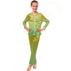 Gradient Yellow Green Kid s Satin Long Sleeve Pajamas Set by ddcreations