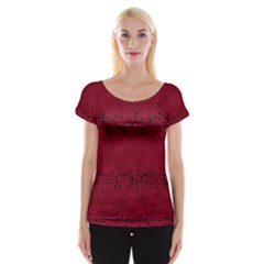 Black Splashes On Red Background Cap Sleeve Top by SychEva