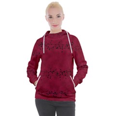 Black Splashes On Red Background Women s Hooded Pullover